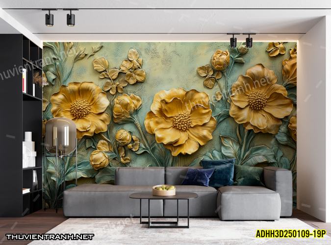 Tranh dán tường Hoa 3D- ADHH3D250109--19P - Tranh tường chất lượng cao